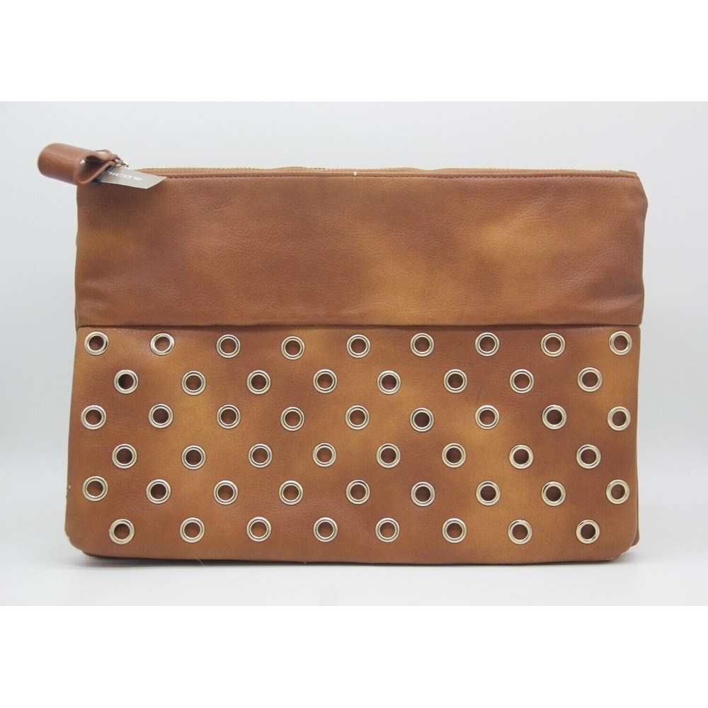 Chico's Women's Jamie Clutch Brown Zipper Purse w/ Gold Groments NWT $99